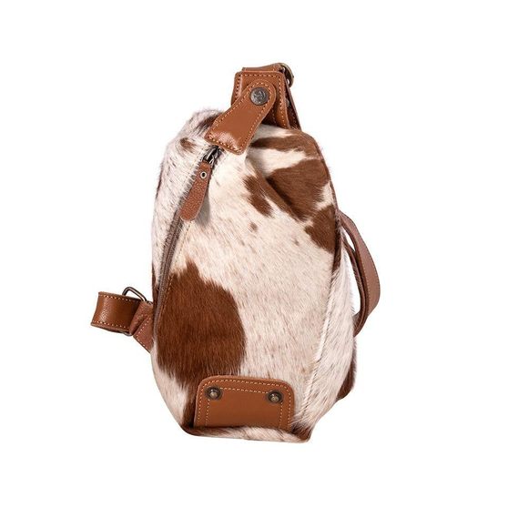 Sling Bag - Western Upcycled Canvas Hairon Leather Crossbody - Uwu >:( - Picture 1 of 6